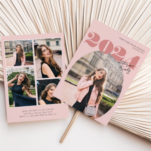 Oval Bold Modern Class of 2024 Foto Abschluss Einladung