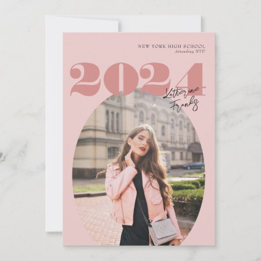 Oval Bold Modern Class of 2024 Foto Abschluss Einladung (Vorderseite)