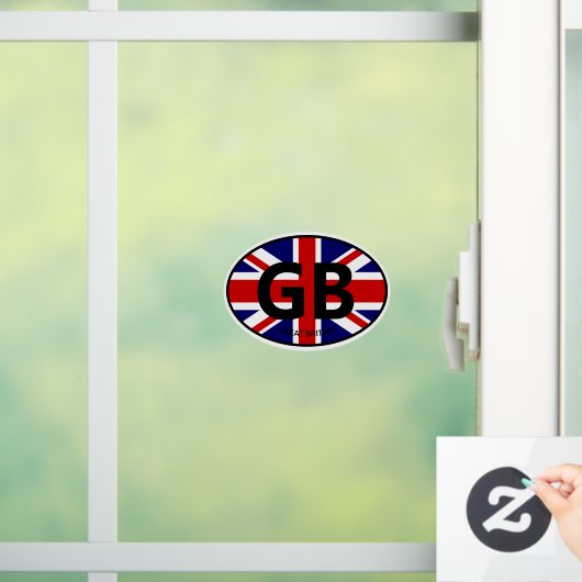 Oval British Union Jack Flaggen-Ländercode Fensteraufkleber (Zuhause)