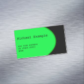 OVAL BUTTON - Neongrün + Ihr Text & Ideen Magnetische Visitenkarte (Beispiel)