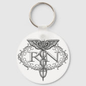 Oval Caduceus RN Nurse custom name keychain Schlüsselanhänger (Vorderseite)