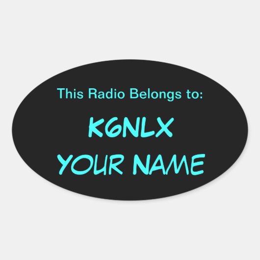 Oval Call Sign Radio Aufkleber (Vorderseite)