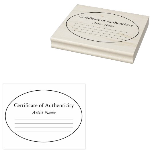 Oval Certificate of Authenticity Artwork Briefmark Gummistempel (Stempel)