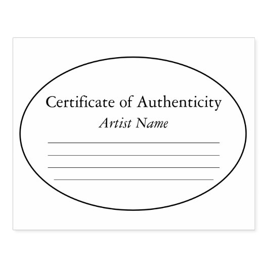 Oval Certificate of Authenticity Artwork Briefmark Gummistempel (Prägung)