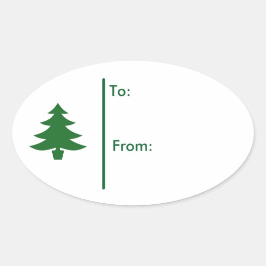 Oval Christmas tree Geschenk Tag Sticker Green (Vorderseite)