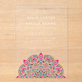 Oval Classic Mandala Wedding West Pacific Variant Acryleinladungen (Vorderseite)