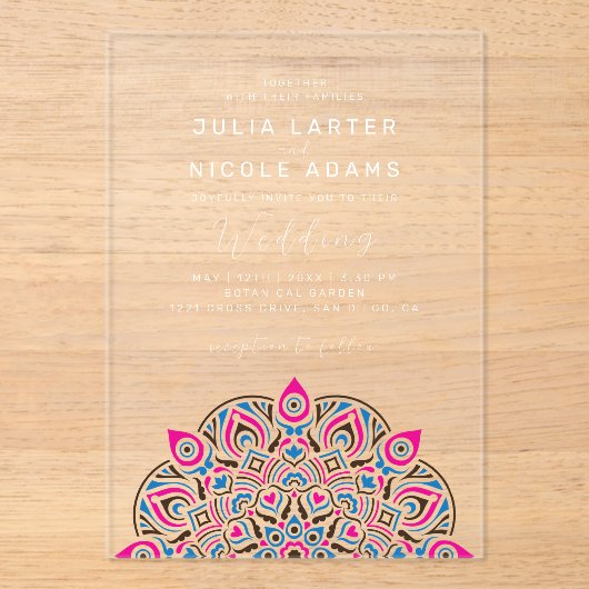 Oval Classic Mandala Wedding West Pacific Variant Acryleinladungen (Vorderseite)