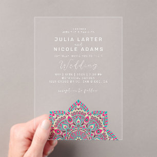 Oval Classic Mandala Wedding West Pacific Variant Acryleinladungen