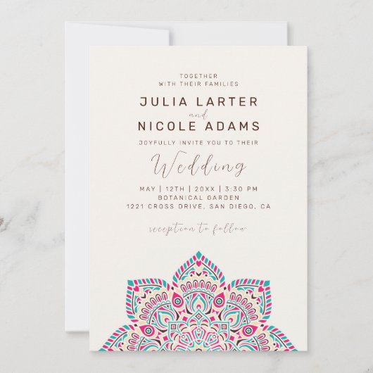 Oval Classic Mandala Wedding West Pacific Variant Einladung (Vorderseite)