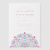 Oval Classic Mandala Wedding West Pacific Variant Pergament Einladungen (Vorderseite)