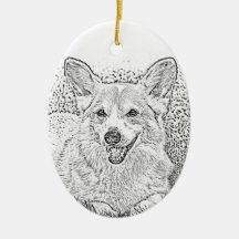 Oval Corgi Weihnachtsschmuck