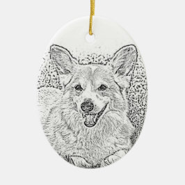 Oval Corgi Weihnachtsschmuck