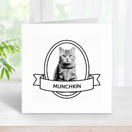 Oval Custom Pet Cat Foto und Name Ribbon Gummistempel