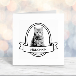 Oval Custom Pet Cat Foto und Name Ribbon Permastempel