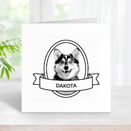 Oval Custom Pet Hund Foto und Name Ribbon Gummistempel
