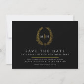 Oval der Blätter Schwarz-weiße Goldhochzeit Foto Save The Date (Vorderseite)