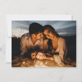 Oval der Blätter Weißblaue Foto Hochzeit Save The Date (Rückseite)