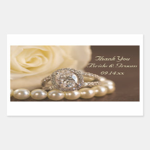 Oval Diamond Ring Rose Hochzeit Vielen Dank für Ih Rechteckiger Aufkleber