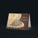 Oval Diamond Ring Rose Verlobung Ankündigung<br><div class="desc">Announce you are engagement ged to be married in style when you customize the elegant Oval Diamond Ring and White Rose Engagement Announcement Greeting Card with your own personal note or message inside. This classiy custom engagement announcement folded card feature a floral fotograph of an oval diamond engagement ring, pearl...</div>