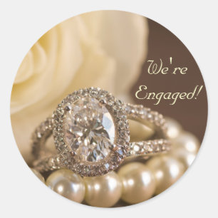 Oval Diamond Ring White Rose Ehe Verlobung Runder Aufkleber