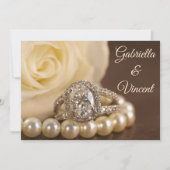 Oval Diamond Ring White Rose Hochzeit Einladung (Vorderseite)