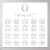 Oval dunkelblau 20 Hochzeitstische Plan Poster (Vorne)