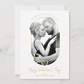 Oval Effect Black Heart Happy Valentine's Day Save The Date (Vorderseite)
