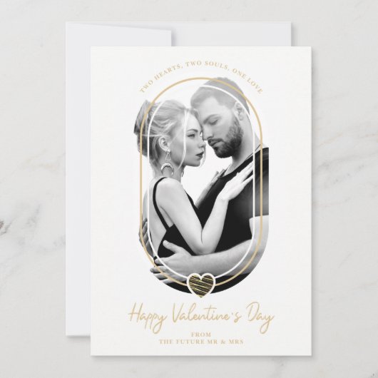 Oval Effect Black Heart Happy Valentine's Day Save The Date (Vorderseite)