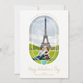 Oval Effect Blue Heart Happy Valentine's Day Photo Save The Date (Vorderseite)