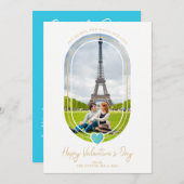 Oval Effect Blue Heart Happy Valentine's Day Photo Save The Date (Vorne/Hinten)