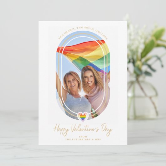 Oval Effect Pride Heart Happy Valentine's Day Save The Date (Stehend Vorderseite)