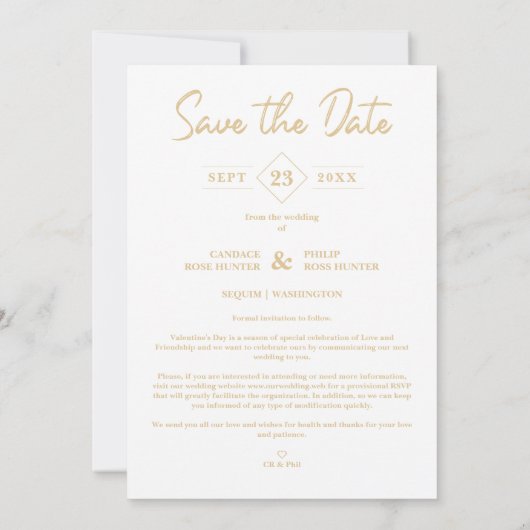 Oval Effect Purple Heart Happy Valentine's Day Save The Date (Rückseite)