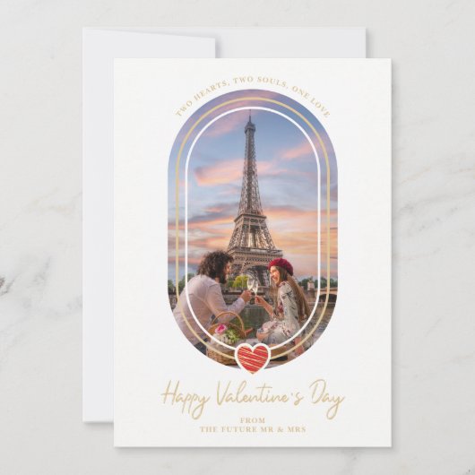 Oval Effect Red Heart Happy Valentine's Day Photo Save The Date (Vorderseite)