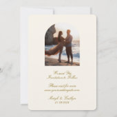 Oval Elegante Hochzeits-Foto-Kalligrafie Save The Date (Rückseite)