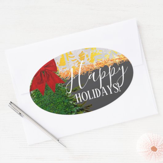 OVAL FESTIVE HOLIDAY Sticker (Umschlag)