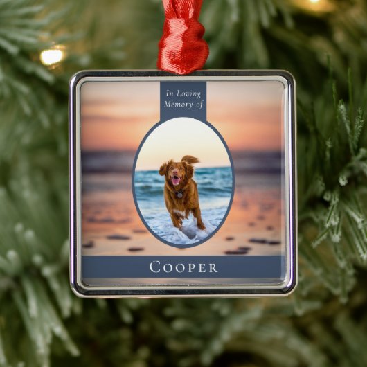 Oval Foto Beach Dog Memorial Keepake Ornament Aus Metall (Baum)
