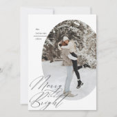 Oval Foto Script Typografie Einfache Weihnachten (Vorderseite)