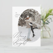 Oval Foto Script Typografie Einfache Weihnachten (Stehend Vorderseite)