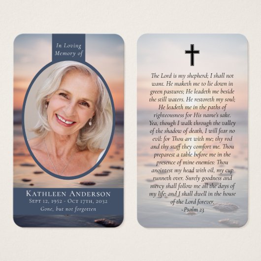 Oval Foto von Ocean Memorial Prayer Card (Vorne & Hinten)