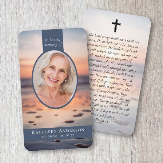 Oval Foto von Ocean Memorial Prayer Card Telefonnummerkarte