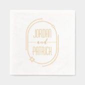 Oval Frame Stars Moderne geometrische Hochzeitsska Servietten Mit Folie (Vorderseite)