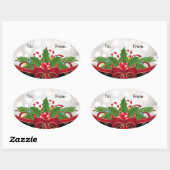 Oval-Geschenkmarke Sticker-Red Bow Ovaler Aufkleber (Blatt)