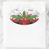 Oval-Geschenkmarke Sticker-Red Bow Ovaler Aufkleber (Tasche)