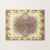 Oval Gold Caduceus RN Nurse Puzzle (Horizontal)