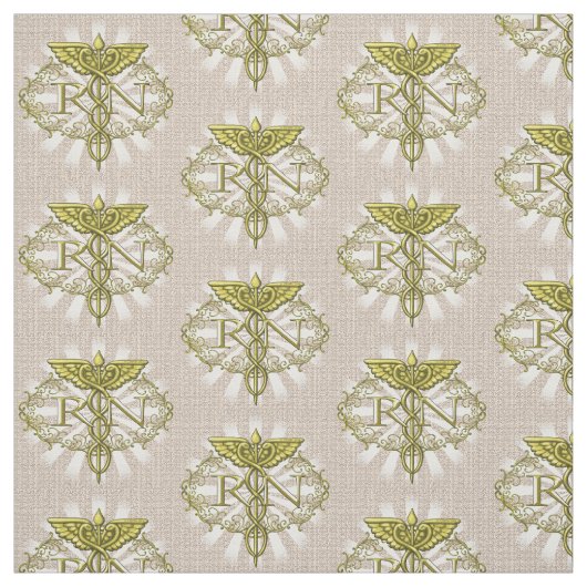 Oval Gold Caduceus RN Nurse Stoff (Muster)