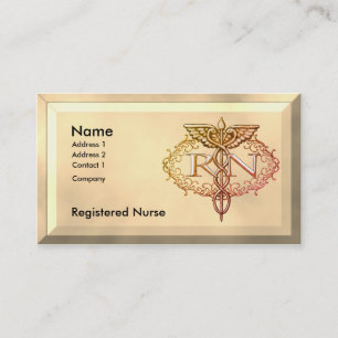 Oval Gold Caduceus RN Nurse Visitenkarte