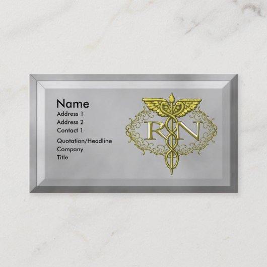 Oval Gold Caduceus RN Nurse Visitenkarte (Vorderseite)