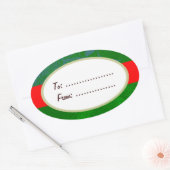 Oval Gold Label Red Ribbon Custom Holiday Geschenk Ovaler Aufkleber (Umschlag)