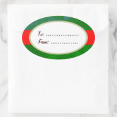 Oval Gold Label Red Ribbon Custom Holiday Geschenk Ovaler Aufkleber (Tasche)