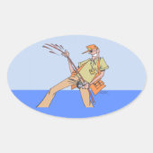 Oval große Aufkleber für Fischer (Vorderseite)